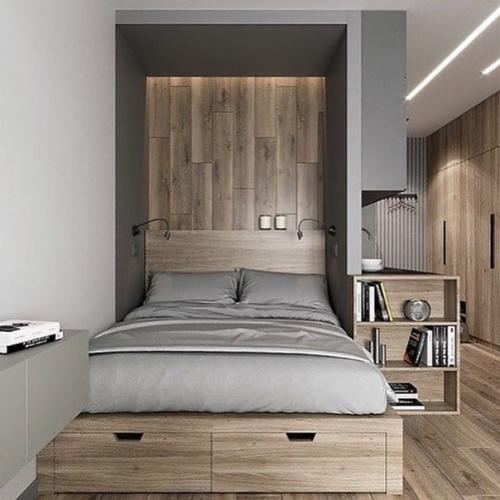 Проект дизайна квартиры - студии в спокойных, серых тонах. 01