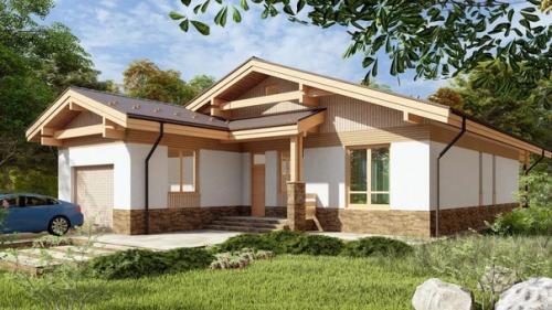 Эскизный проект одноэтажного дома с гаражом. 03