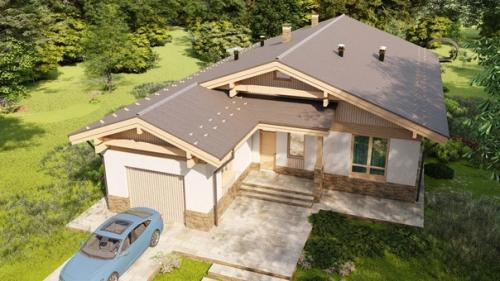 Эскизный проект одноэтажного дома с гаражом. 02