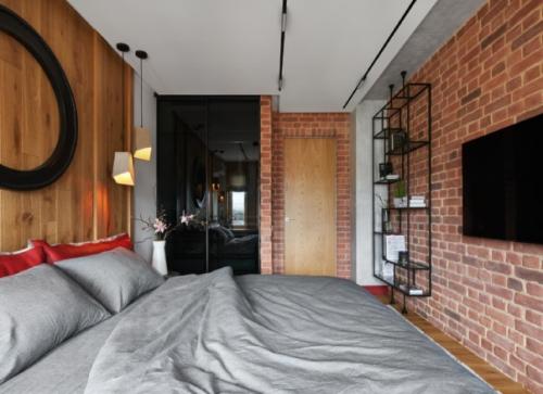 Стеллаж - популярное решение не только для оформления гостиной и рабочего кабинета, но и спальни. 05