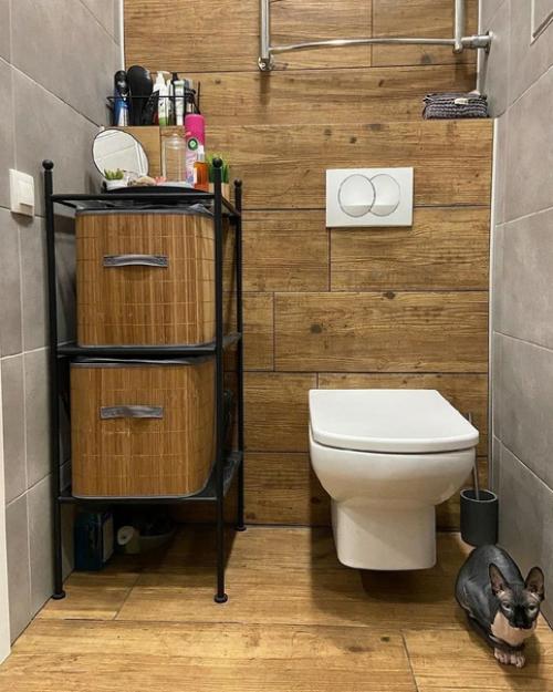 Дизайн санузла.  Совмещенный санузел с душевой кабиной. 02