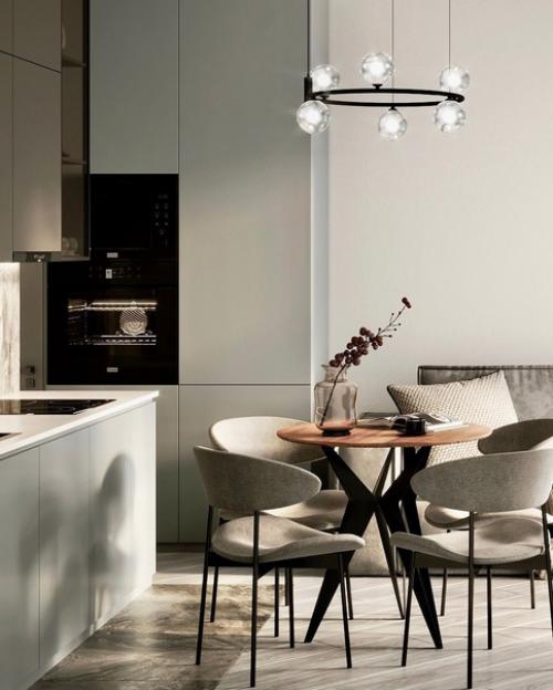 Серия визуализаций совмещённой кухни - гостиной 17, 4 м 2. 01