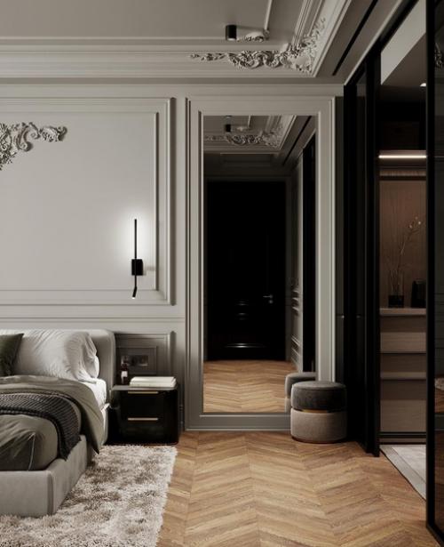 Спальня с гардеробом в квартире для молодой семьи. 05