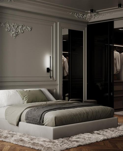 Спальня с гардеробом в квартире для молодой семьи. 07