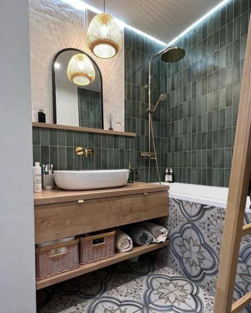 Красивая ванная комната и санузел из одного проекта. 08