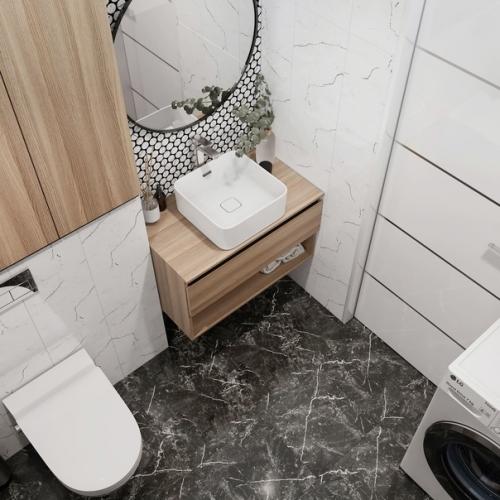 Современный, контрастный интерьер двухуровневой квартиры - студии площадью всего 21 кв. 09