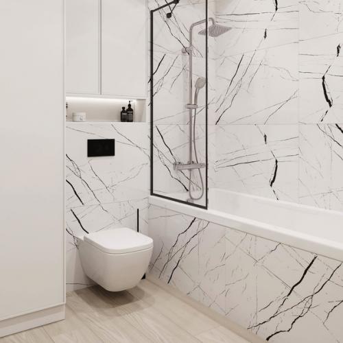 Стильный и лаконичный интерьер ванной комнаты. 03