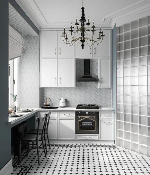 Дизайн кухни в старом фонде в Санкт-петербурге, площадью 13, 36 м 2. 01