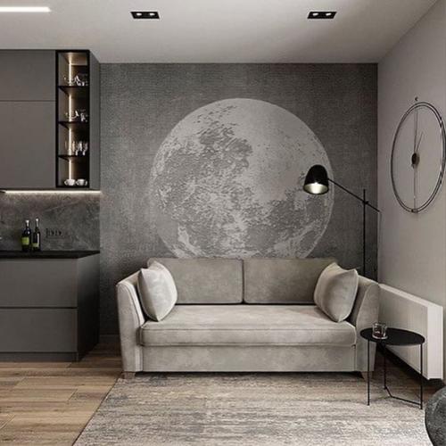 Проект дизайна квартиры - студии в спокойных, серых тонах. 02