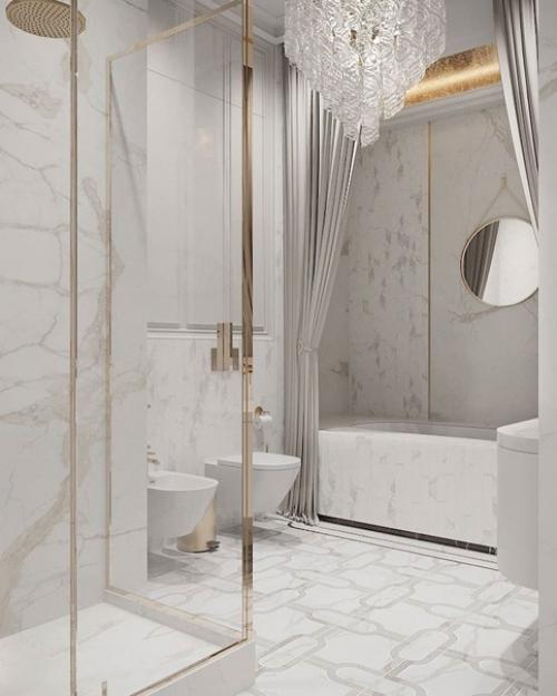 Изящная и утончённая ванная комната в проекте загородного дома. 03