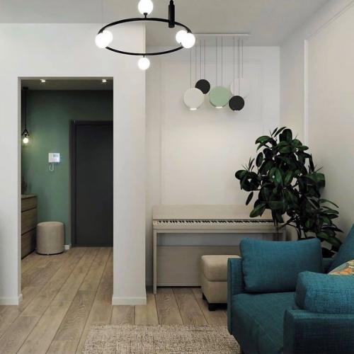 Однушка в Одессе.  Проект однокомнатной квартиры с зонированием комнаты на спальню и гостиную. 03