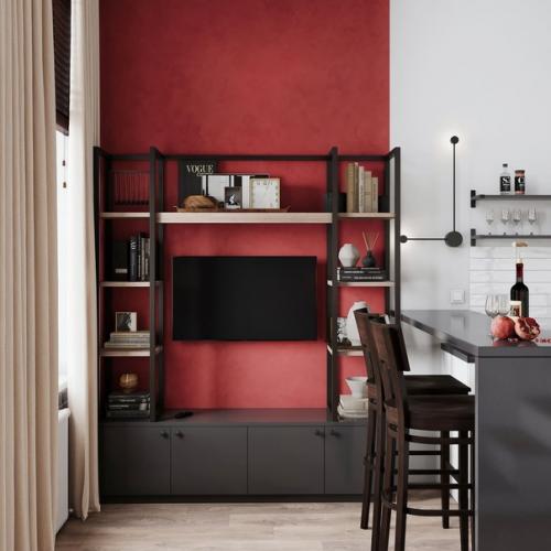 Современный, контрастный интерьер двухуровневой квартиры - студии площадью всего 21 кв. 01