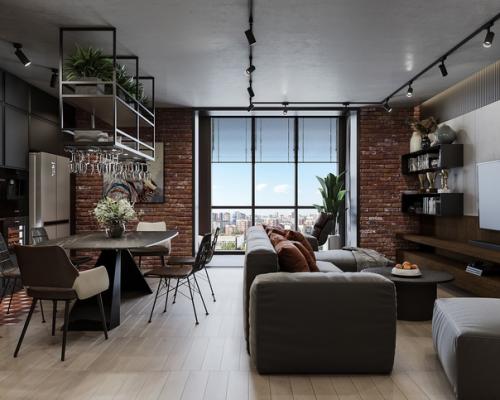 Современный интерьер в стиле лофт. 02
