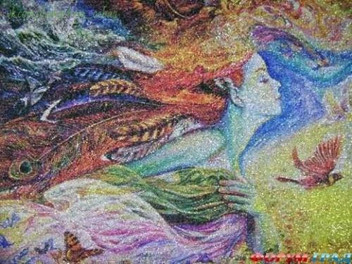 Бисерные обои.  Интересным, оригинальным материалом для отделки стен внутри дома и квартиры являются бисерные обои. 01