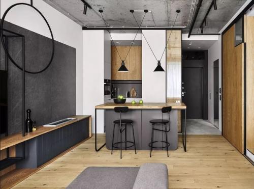 Современный интерьер квартиры - студии площадью 47 кв. 01