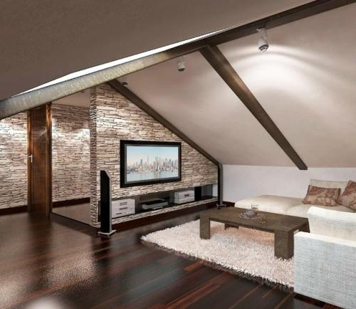 Отделка мансарды. Одним из мэйнстримных направлений в дизайне мансардного этажа, является отделка его евровагонкой. 04