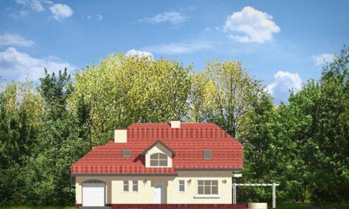 Элегантный коттедж.  Проект дома с камином в гостиной. 04