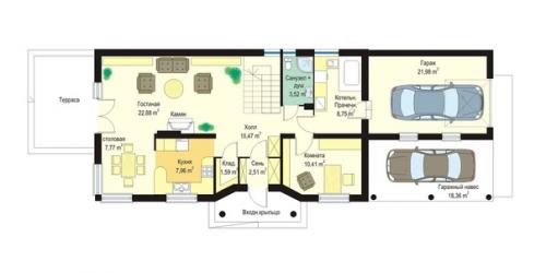 Оригинальный одноэтажный дом с мансардой. 02