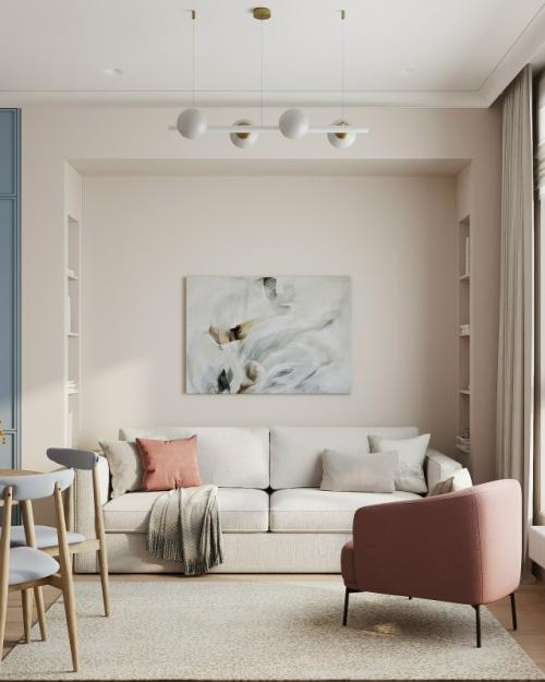 Проект 1-комнатной квартиры 46 м 2 в ЖК Ever в Москве. 02