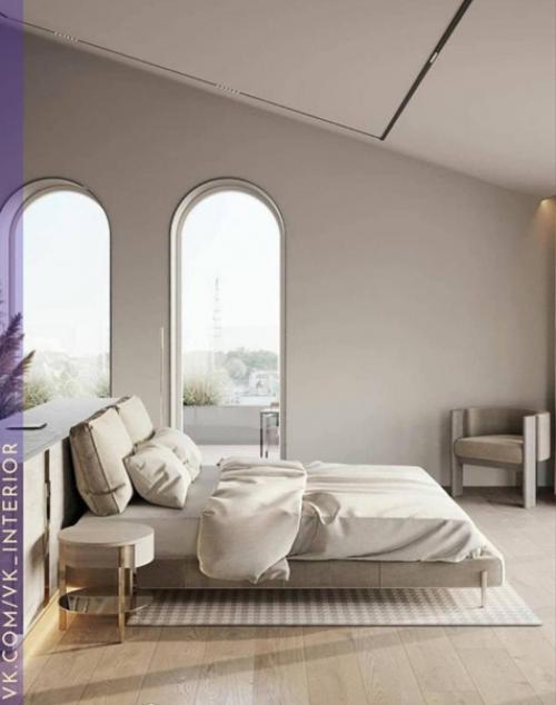 Интерьер спальни. В нежных тонах. 01