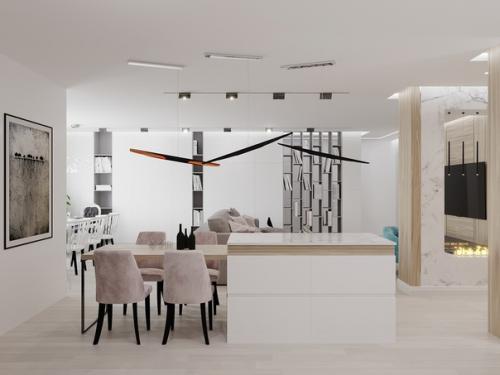 Кухня, гостиная и столовая зона. 05