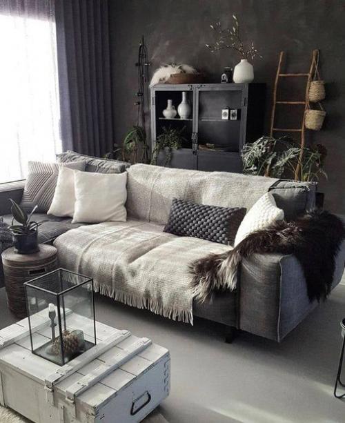 Дизайн гостиных с темными стенами. 03