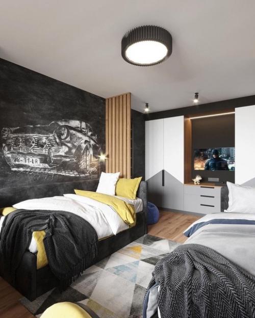 Шикарный дизайн квартиры с темно-зелеными акцентами и лаконичным декором. 07