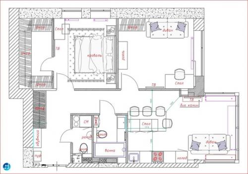 Кухня - гостиная в стиле арт - деко. 05