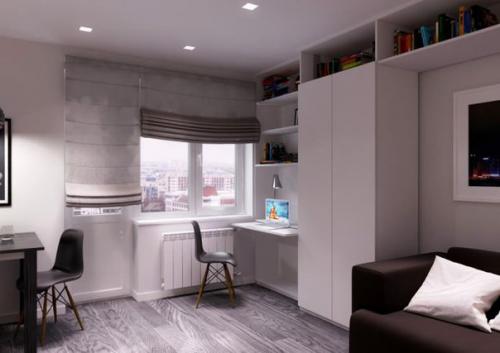 Совеременная студия из однокомнатной квартиры - хрущевки 30 кв. 05