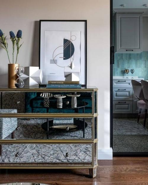 Дизайн однокомнатной квартиры в современном стиле с использованием модных оттенков. 04