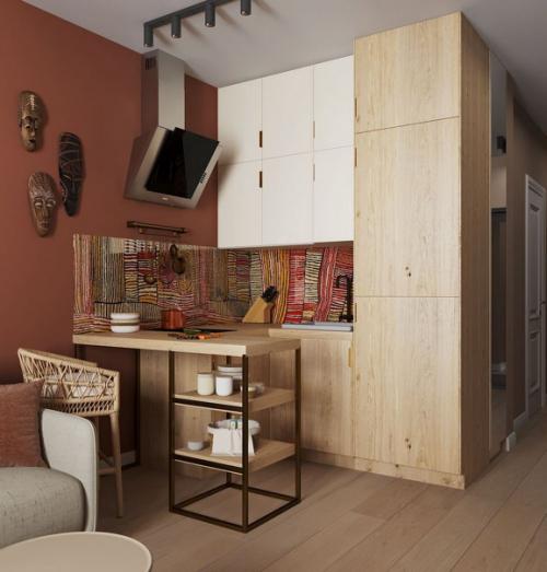 Современный дизайн небольшой квартиры - студии для молодой женщины творческой профессии. 01