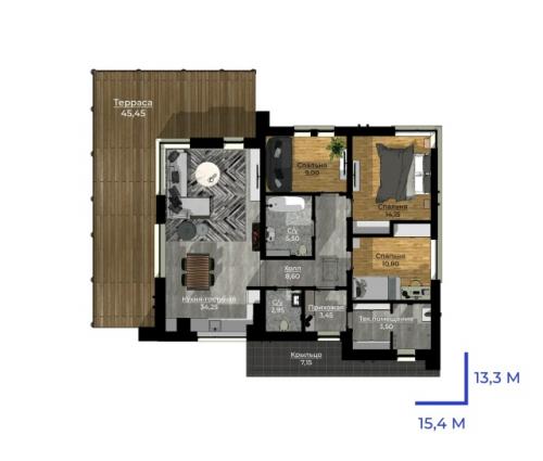 Планировка загородного дома Аин номер 483 от компании Keystroy. 01