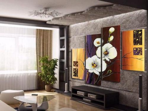 Интерьер с модульной картиной - стильный, необычный, яркий.