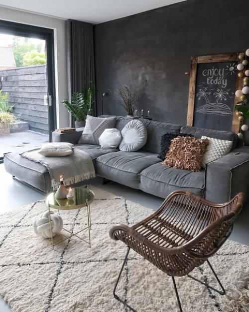 Дизайн гостиных с темными стенами. 05