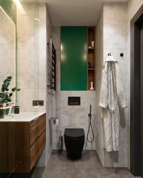 Шикарный дизайн квартиры с темно-зелеными акцентами и лаконичным декором. 09