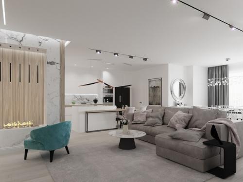 Кухня, гостиная и столовая зона. 03