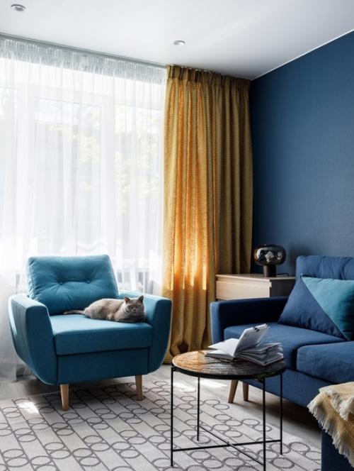 Гостиная в синих оттенках для мамы. 02