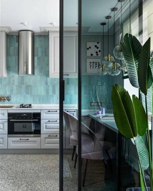 Дизайн однокомнатной квартиры в современном стиле с использованием модных оттенков. 08