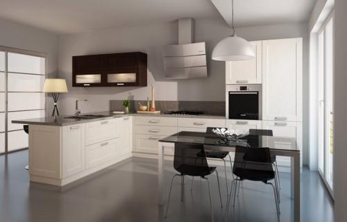 Варианты дизайна интерьера угловых кухонь. 07