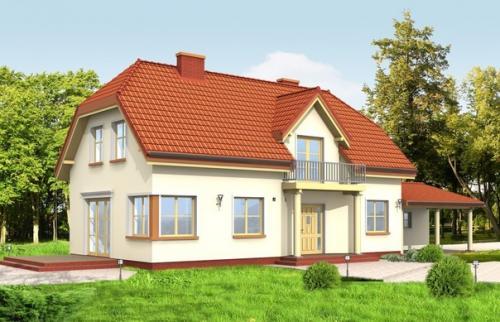 Оригинальный одноэтажный дом с мансардой. 01