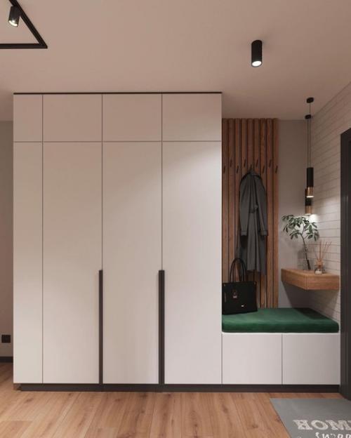 Шикарный дизайн квартиры с темно-зелеными акцентами и лаконичным декором. 02