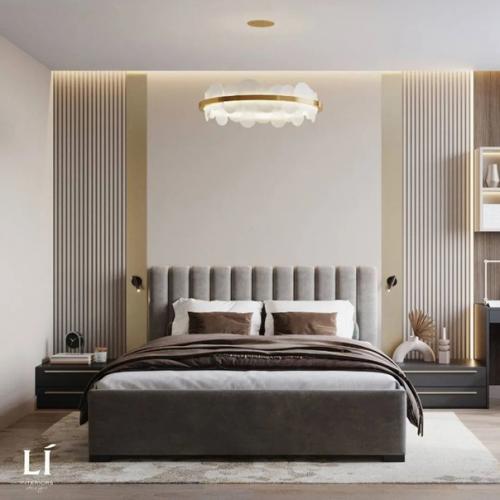 Интерьер спальни с рабочим местом. 02