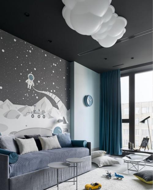 Обволакивающий, уютный интерьер дизайнеры Валерия Маслова и Пётр Маслов создали для молодых супругов, которые любят чёрный цвет. 06