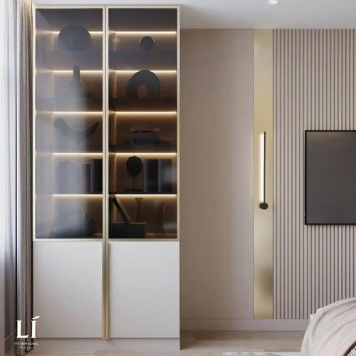 Интерьер спальни с рабочим местом. 04