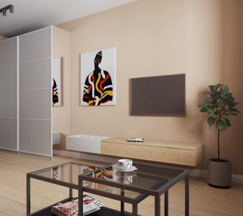 Современный дизайн небольшой квартиры - студии для молодой женщины творческой профессии. 02