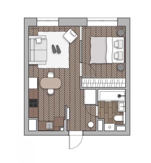 Дизайн 1-комнатной квартиры 37, 3 кв. 09