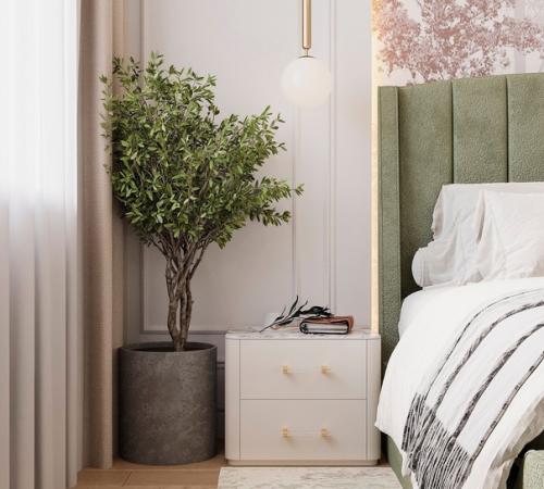 Легкий, воздушный интерьер спальни площадью 13 кв. 03