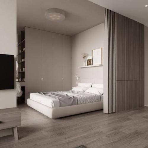 Современный монохромный интерьер квартиры площадью 45 кв. 03