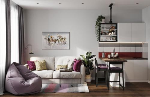 Интерьер небольшой квартиры - студии площадью 25 кв. 01