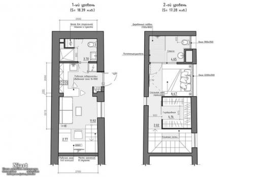 Маленькая двухуровневая квартира 35 кв. 09